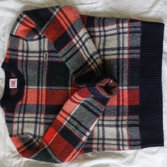 Lacoste Sweaters - Lacoste Live Plaid Wool Sweater, Size Small (3)